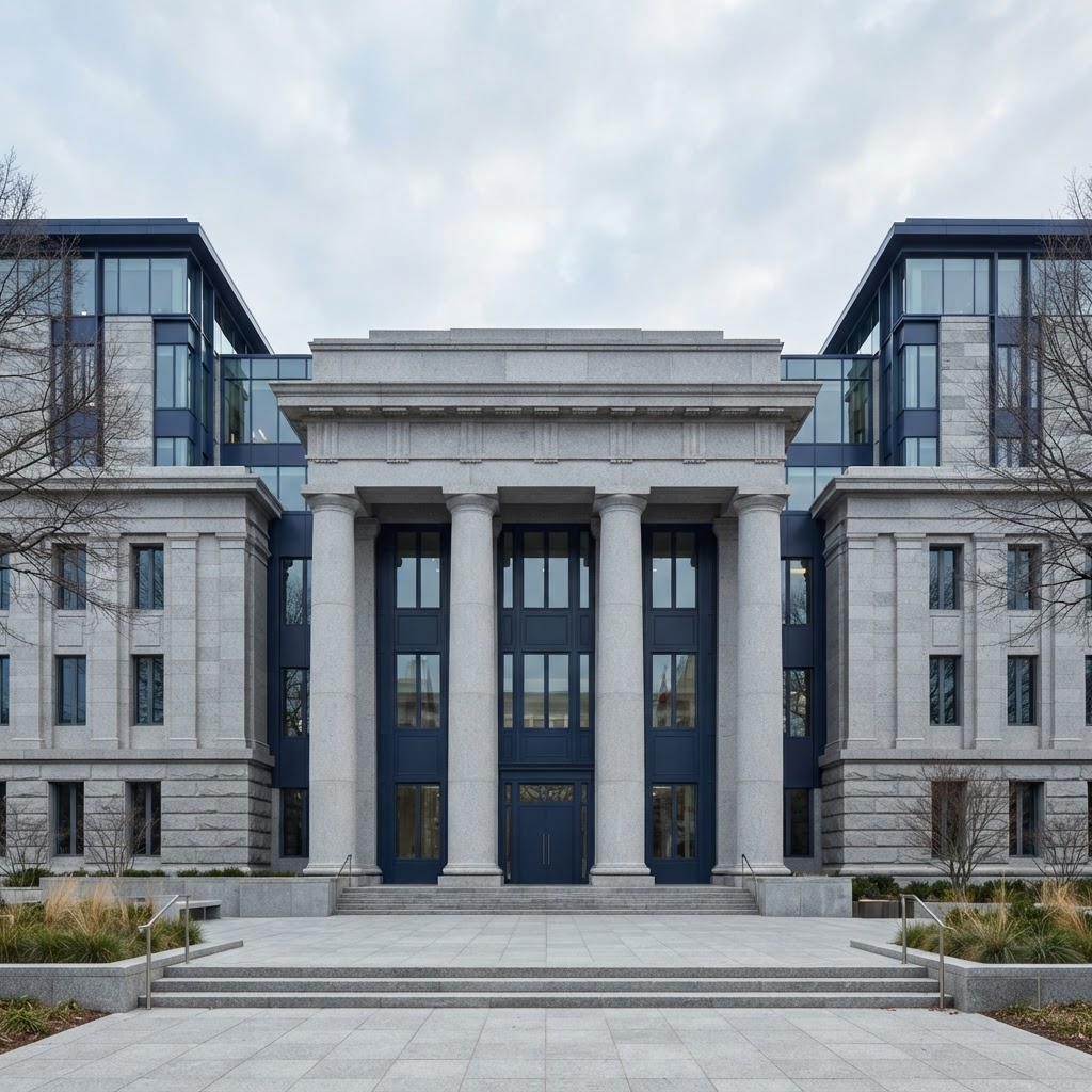Institutional government-style building facade